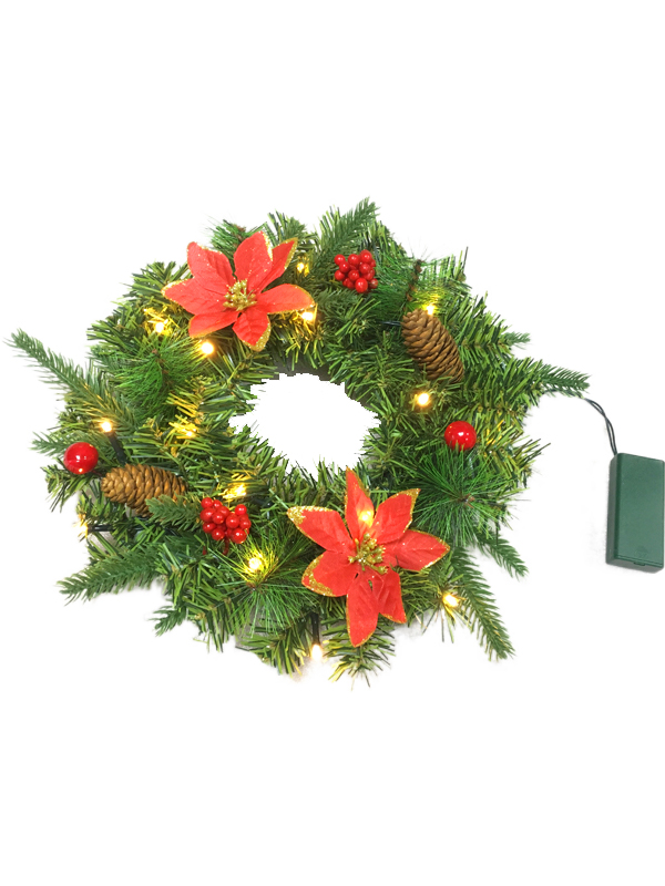PVC PE Pine Needle Series-28CM Christmas Wreath Garland Plus Decorations