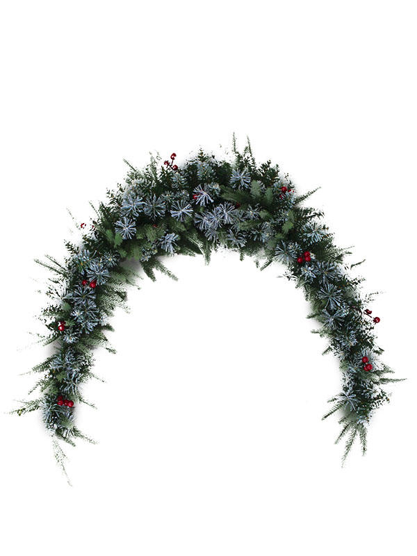 Special Shape Christmas Garland With Snow and Red Berries-PE PVC SW