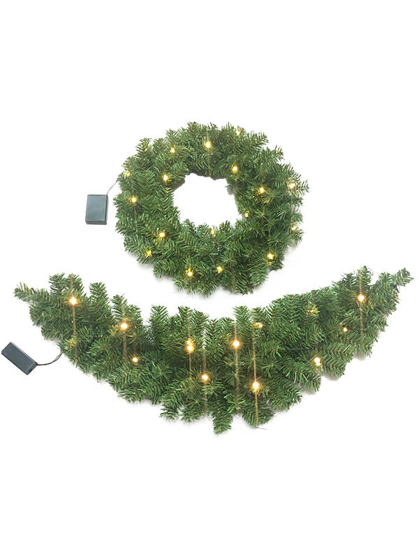 PVC Series-45CM Wreath Christmas Garland With Lights