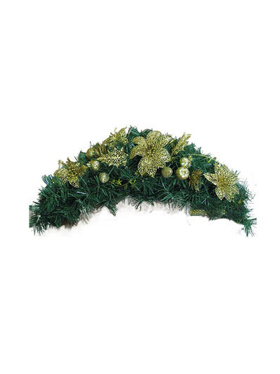 Green Wire Christmas Garland with Flowers