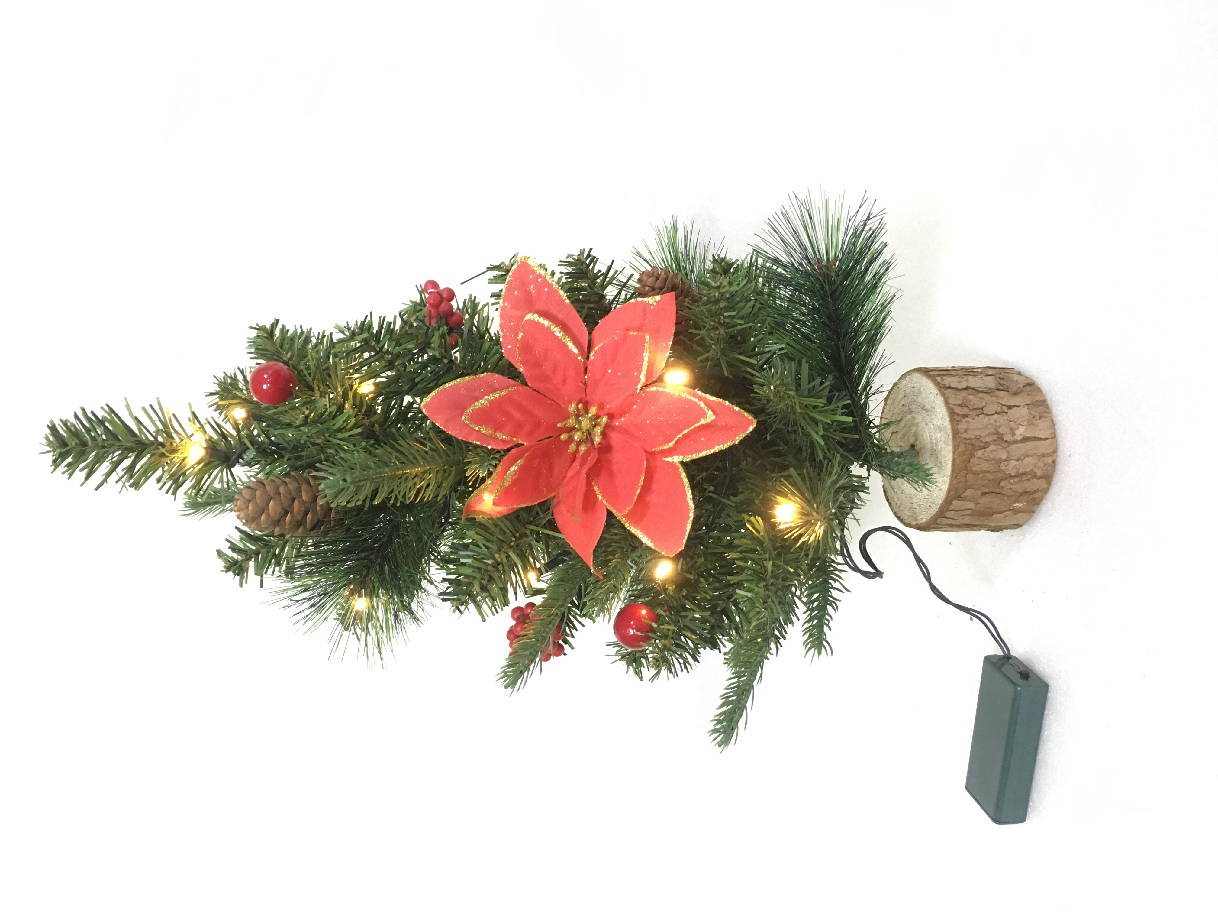 PVC PE Pine Needle Series Christmas Tree-40CM Small Wood Head And Feet Plus Decorations