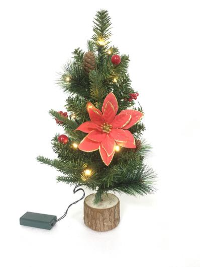 PVC PE Pine Needle Series Christmas Tree-40CM Small Wood Head And Feet Plus Decorations