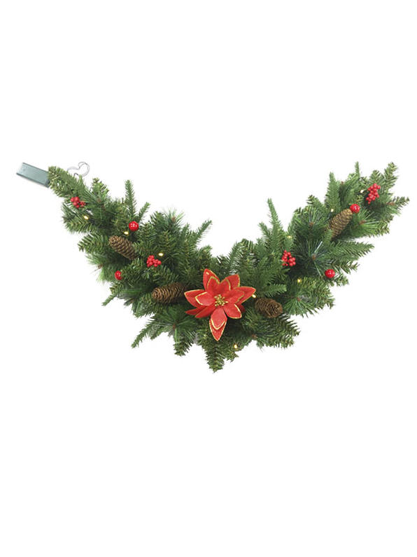 PVC PE Pine Needle Series-90CM Curved Rattan With Decorations Christmas Garland