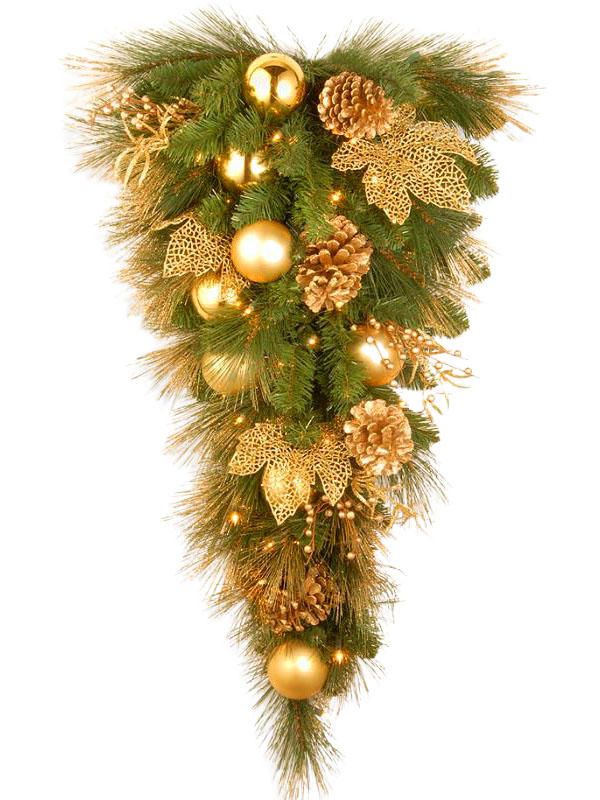 Christmas Garland with Golden Ball Pine Cone Holiday Decoration