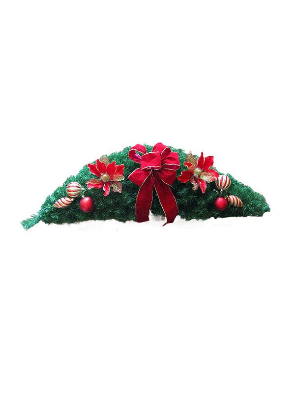 Green Wire Christmas Garland with Flowers