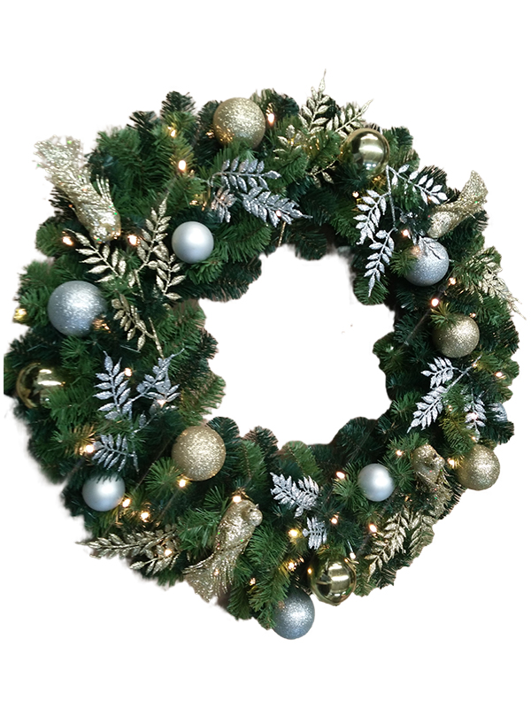 Christmas Wreath With Silver Blue Color Balls