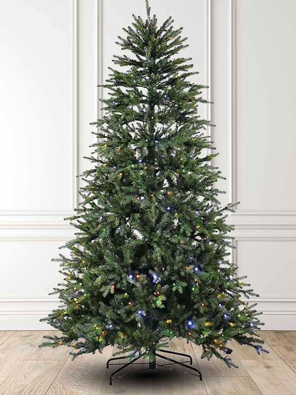 Pre-lit Dense PE Artificial Christmas Tree with  Multicolor LED Lights