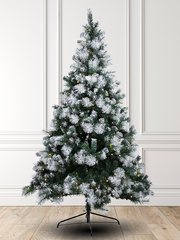 Pre-lit Snow-Flocked Pine Needle Artificial Christmas Tree